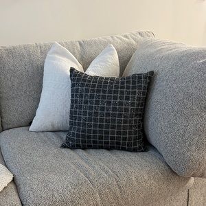 Navy Beaded Decorative Pillow